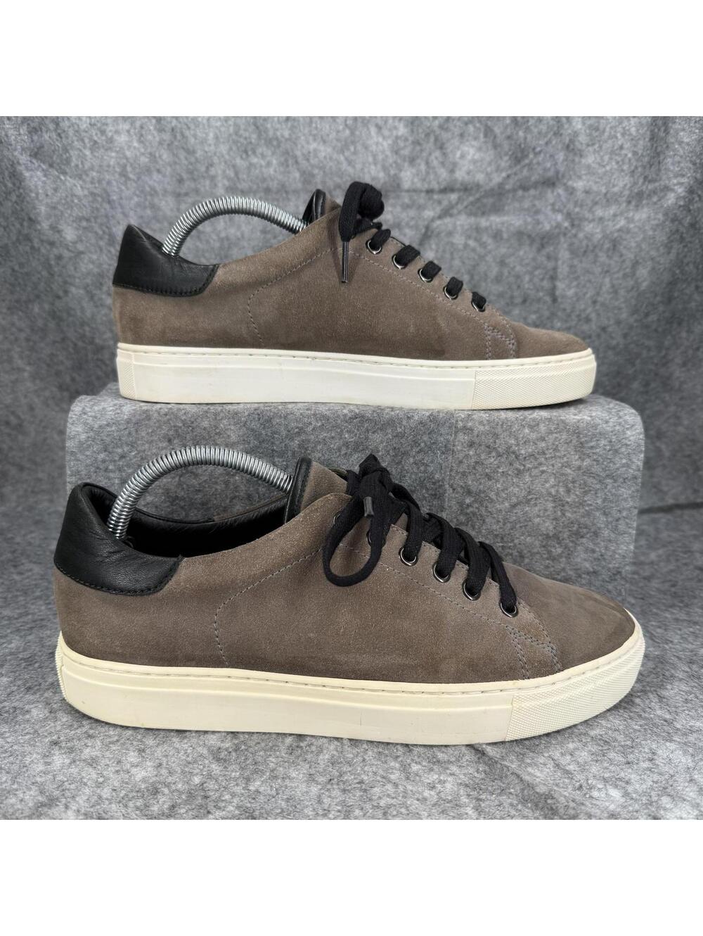 Sebastien Grey Suede Leather Sneakers Shoes Taupe Black White Soles Size 42 123